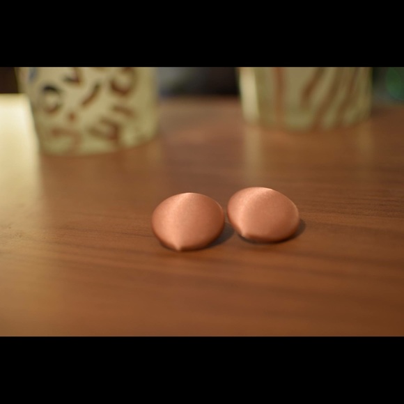 Pearly Rose Gold Handmade Button Earrings - Picture 1 of 3